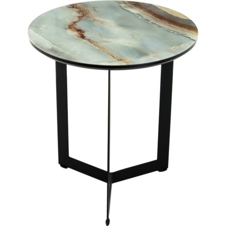 Coffee table Rob metal, blue marble/black 45x45x50 cm-1