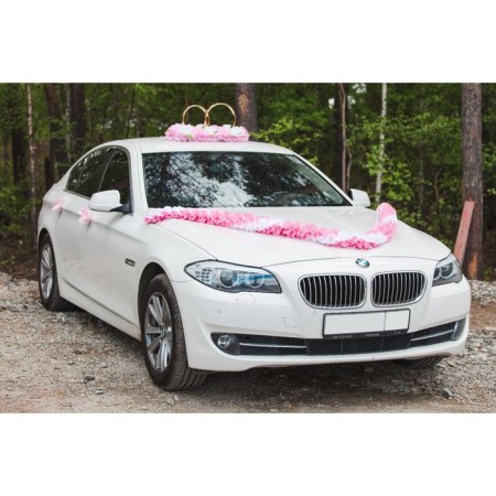 Tape "Wedding" on a hood for wedding cars, voluminous, white-pink, 3 m-1