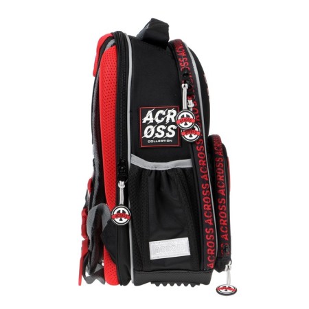 Frame backpack 37 x 28 x 12 cm, Across 194, filling: bag, pencil case, dark gray/red ACR22-194-5-3
