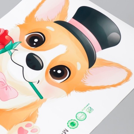 Sticker Plastic Interior color "dog in a cylinder with a rose" 24x29 cm-1