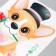 Sticker Plastic Interior color "dog in a cylinder with a rose" 24x29 cm