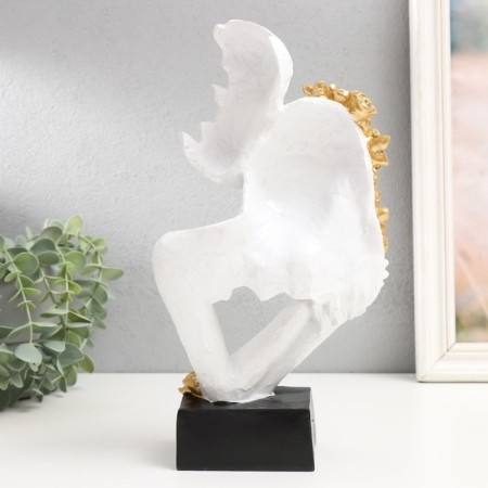 Souvenir Polystone Bust "couple - tenderness. Flowers" White with gold 29.5x7x16 cm-2