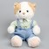Soft toy "Little Friend", a cat in a blue overalls