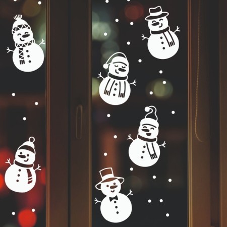 Decorative sticker for windows "Six snowmen" 60x30 cm