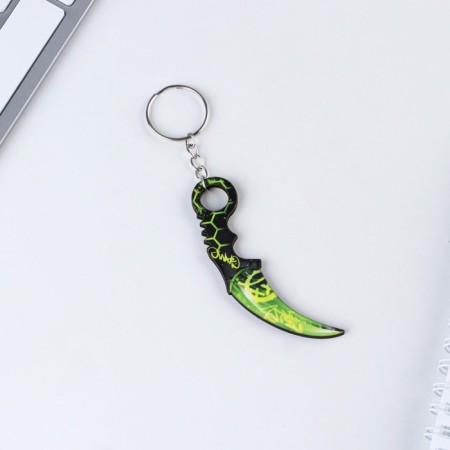 Key keychain "Cerambit", Green, 3 x 8 cm-2