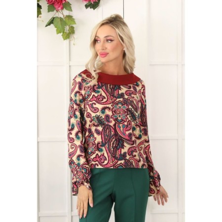 Female blouse, size 46, burgundy color-2