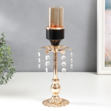 Summary Metal for 1 candle "Flower. Openwork stand" gold, black 32x9.5x9.5 cm-1