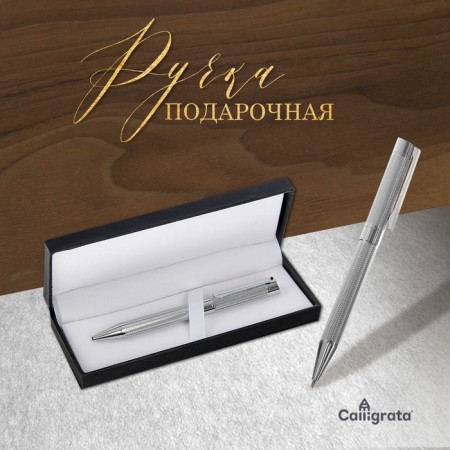 Gift handle, ballpoint, in the leatherette case, rotary, VIP case, silver case