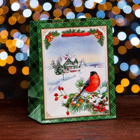 Gift package "Bullfinch on a branch", 11.5 x 14.5 x 6.5 cm-2
