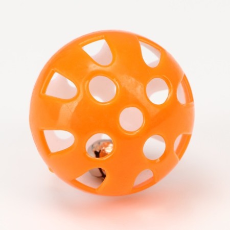 Ball for cats with a bell "Moon", 3.8 cm, orange/white-2