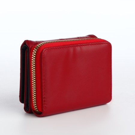 Women's wallet on the button, red color-1