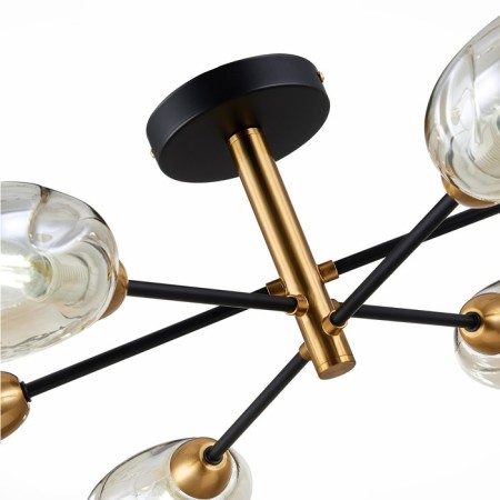 Ceiling EVOLUCE lamp. Sle155502-06. Gloa. 6x40 watts, E14, 68x68x22 cm, black color, brass-11