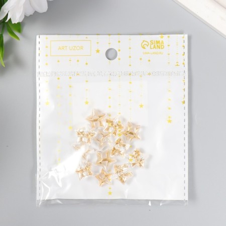 Buttons plastic for creativity "Golden Star" set 12 pcs 1.5x1.5 cm-4