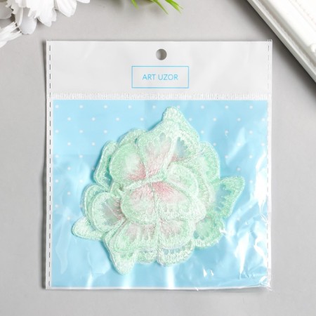 Decor for creativity Textile Embroidery "Blobo green-pink" 4.3x5.5 cm-2