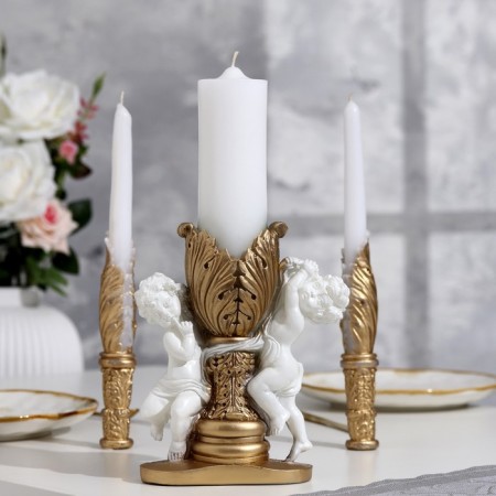 A set of wedding candles "Two Angels", 27.5x3 cm, white-gold, parental-2