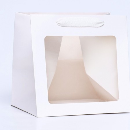 Gift package, craft, with a window, "white", 20 x 20 x 20 cm-1