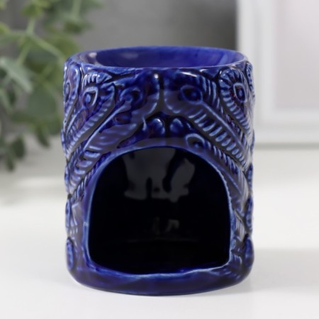 Aroma lamp ceramics "peacock" blue 7x7x8.5 cm-1