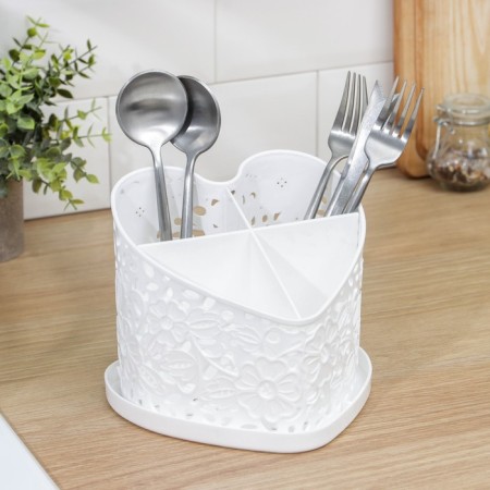 Table for cutlery "Heart", 17 × 18.5 × 15.5 cm, white color