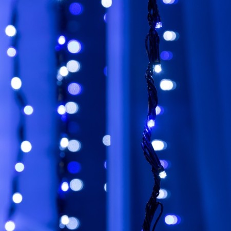Girlyanda "Waterfall" 2 × 1.5 m, IP44, dark thread, 400 LED, glow white and blue, 8 modes, 220 V-2
