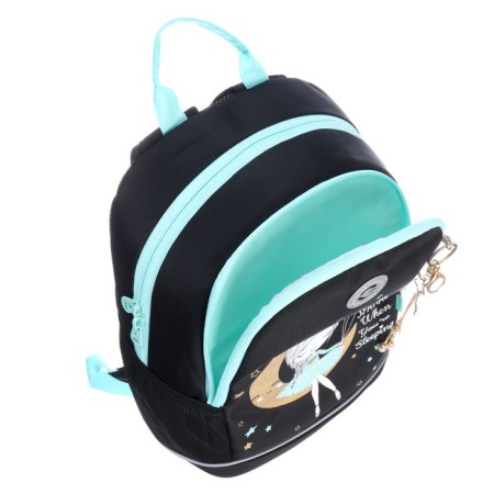 School backpack, 38 x 28 x 18 cm, Grizzly, ergonomic back, + keychain, black-9