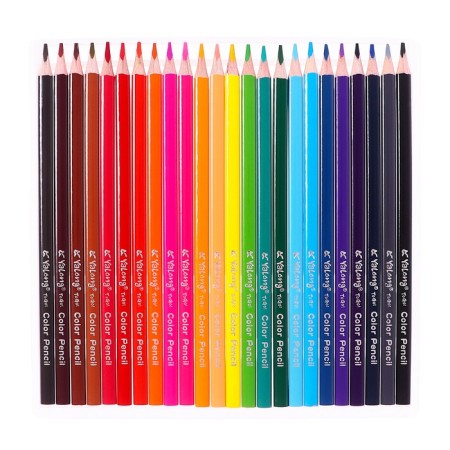 Pencils of watercolor 24 colors, in a cardboard box, triangular, der, with KIS, animal mix-2