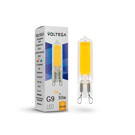 VOLTEGA 7181, 5W lamp, 1.4x1.4x6 cm, G9, 400LM, 3000K, transparent color