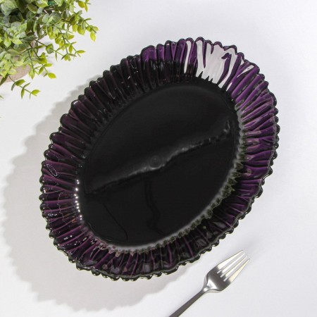 Glass dish "Amethyst", d = 33 cm, purple color-1