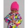 Knitted hat for girls, size 48, Fuchsia color