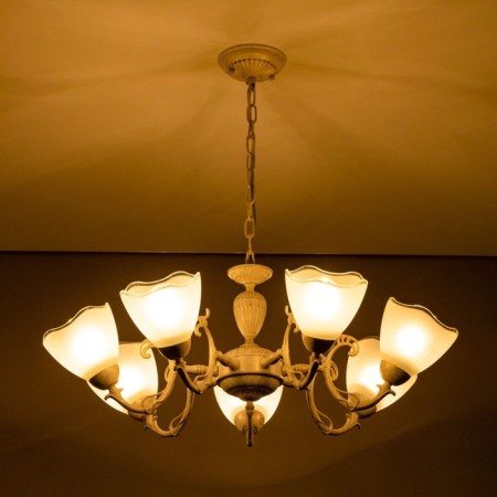 Suspended chandelier Citilux "Latur" CL413270, 46x33 cm, 7x75W, E27, white color-16