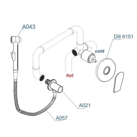 Fixer for the bidet Wasserkraft A06157, with a hygienic shower, a hose 100 cm, brass, chrome-2