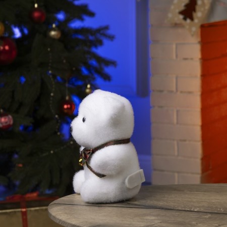LED figure "Bear with a bow" 12 × 20 × 7 cm, phlock, batteries CR2032x2 (not complete), glow of warm white-2