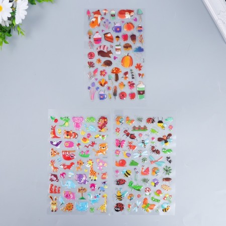 Plastic sticker volumetric "animals, insects and crop" MIX 14.5x25 cm