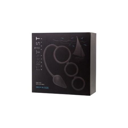 Anal plug with the erection ring Erotist, silicone, black color-2