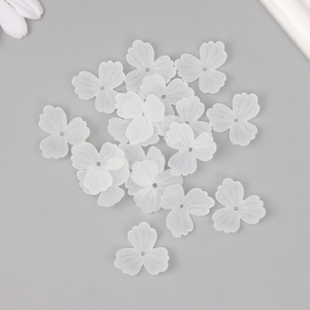 Beads for creativity Plastic "Trilistic White Matte" set 30 pcs 2.2x2.2 cm-2