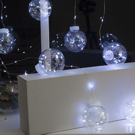 Garland “fringe” 2.5 × 0.7 m dews with nozzles “balls”, ip20, silver thread, 150 LED, white glow, 12 V-5
