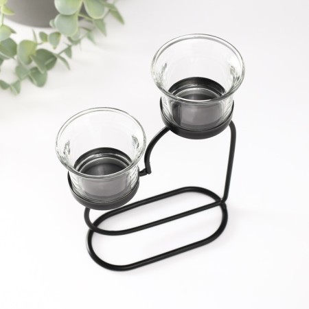 Climber Metal, glass for 2 candles "Heart" d = 2-5 cm black 12x6x17.5 cm-5