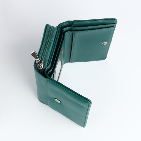 Women's wallet on the button, green color-4
