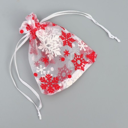 Bag Gift Organza "Snow History", 10 x 12 cm +/- 1.5 cm, New Year-3