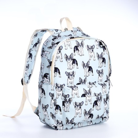 School backpack from textiles on a zipper, 3 pockets, pencil case, blue color-4