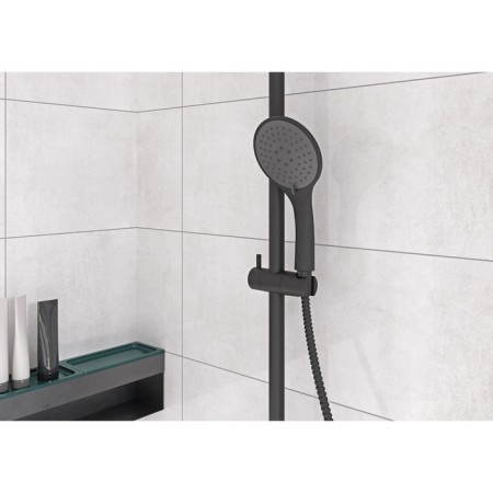 The shower system Cersanit Brasko Black A63112, thermostat., Shower 3 dir., Hose 150 mm, black-9