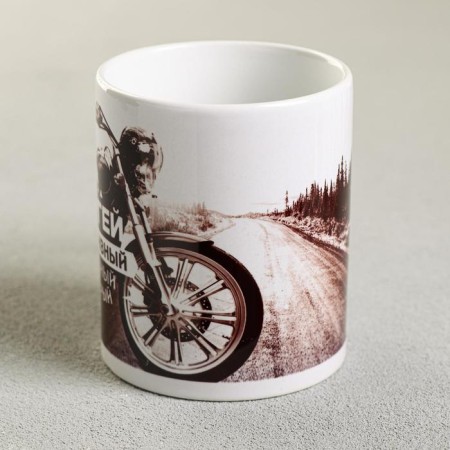 Sublimation circle "Sergey" motorcycle, 320 ml, with application-1