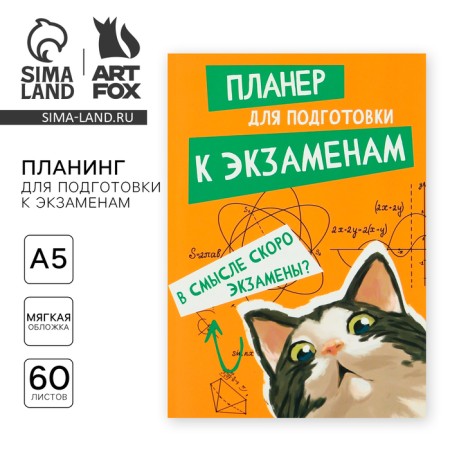 Planning for preparation for exams, A5 60 liters. Soft cover "Cat"