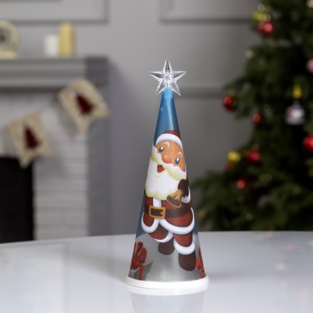 LED figure "Christmas tree with Santa Claus" 7.5 × 21 × 7.5 cm, plastic, batteries CR2032x1, glow of multi-1