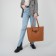 Bag Women's Tout with zipper, brown color