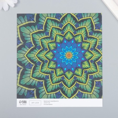 Scrapbooking paper "Flower mandala" density 180 g 15.5x17 cm-1