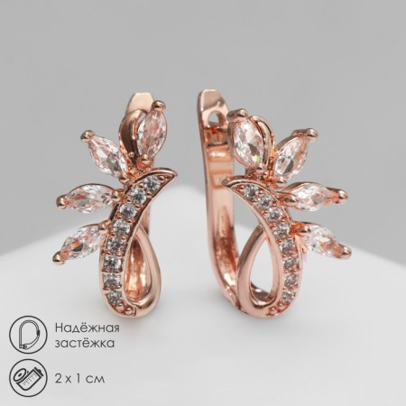 Earrings with grades "Zirconium" checkbox, white color in pink gold