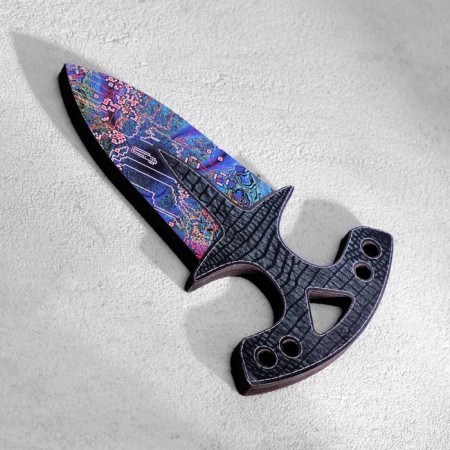 Wooden souvenir "Pumpkin knife", small, purple with patterns