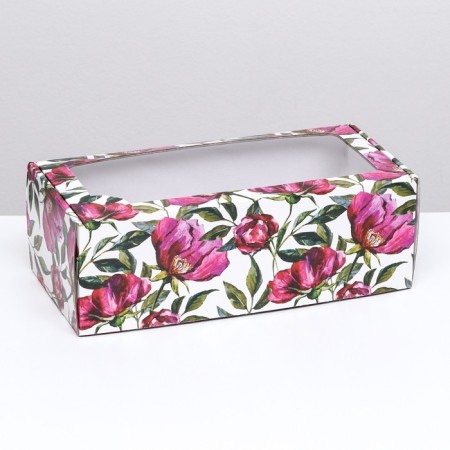 Self -charged box, with a window, "watercolor flowers" 16 x 35 x 12 cm set 5 pcs