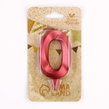 Candle in the Cake "Fine", number "0", red metallic, 6.5 cm-3