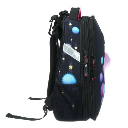 School backpack 38 x 30 x 16 cm, ergonomic back, stavia "kitten in cannons", black-3